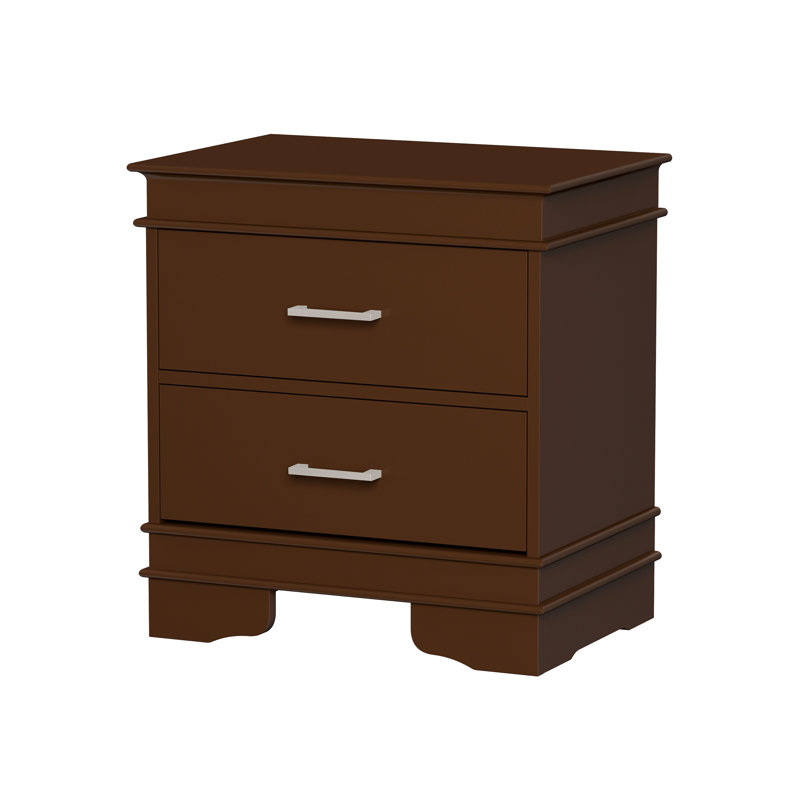 Sherbrooke End Table with 2 Drawers- Sofa Side Table- Dark Brown & Silver Handles- Traditional Style Wooden Nightstand for Bedroom or Living Room
