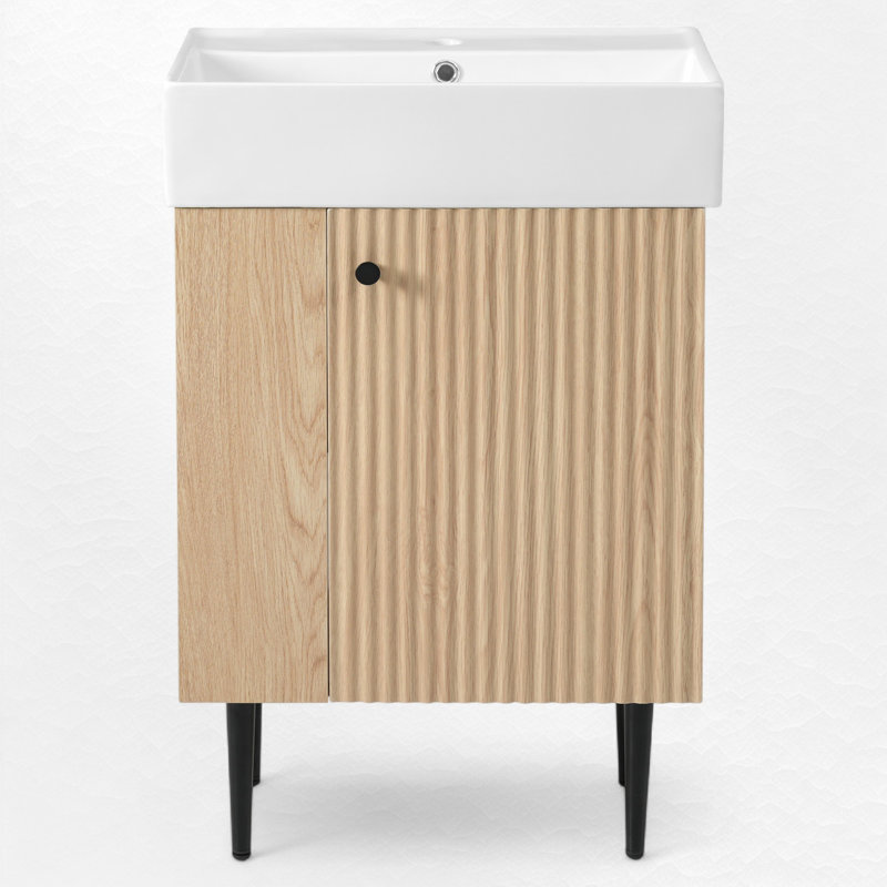 Ensemble de meuble-lavabo simple 21,6 po, Bois, Noir, noir, noir, noir