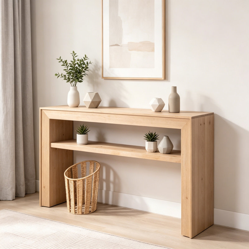Console en bois avec tablette de rangement