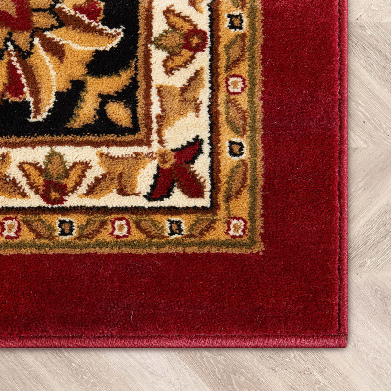 Tapis rouge Cobbins Medallion Kashan, Tapis de couloir 2 pi 7 po x 9 pi 6 po