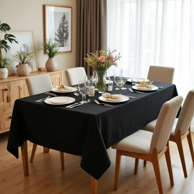 Nappe rectangulaire - 60 x 84 po - Nappe en polyester lavable résistante aux taches et aux plis