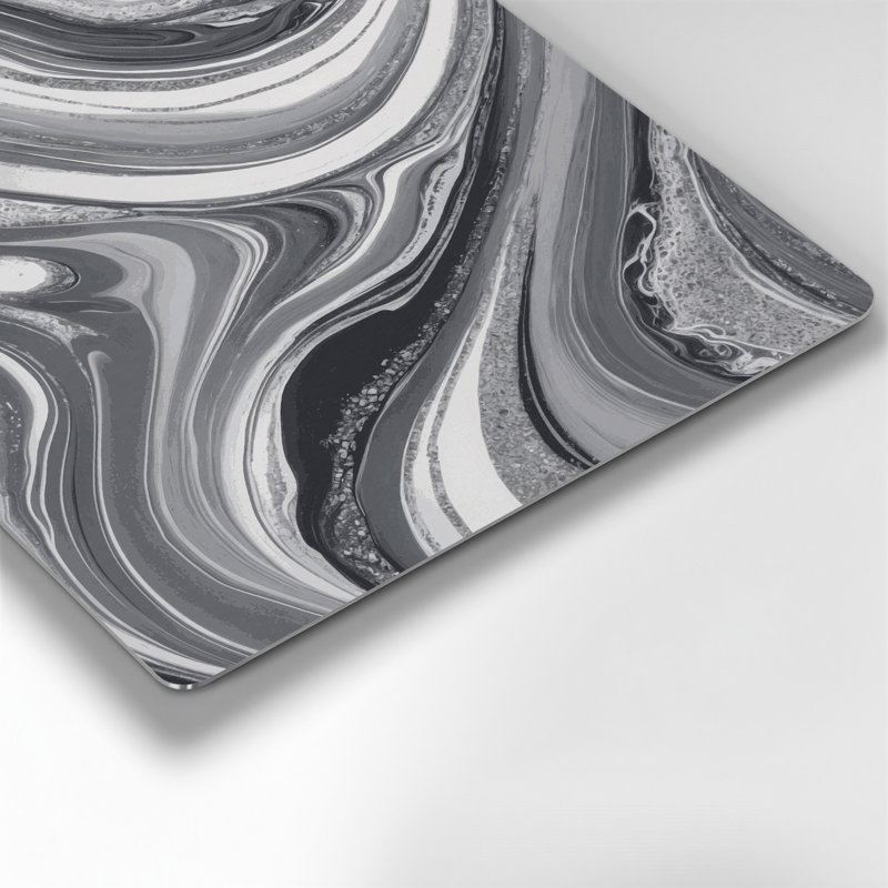Abstrait fluide, art mural gris en métal 99, H 12 po x l 12 po