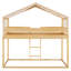 Lit simple superposé simple avec tente, lit d'enfant en forme de maison avec clôture, structure en bois de pin, style maisonnette-1977470496