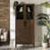 Anjalika Chevron Glass Door China Cabinet with Wine Bottle Storage
