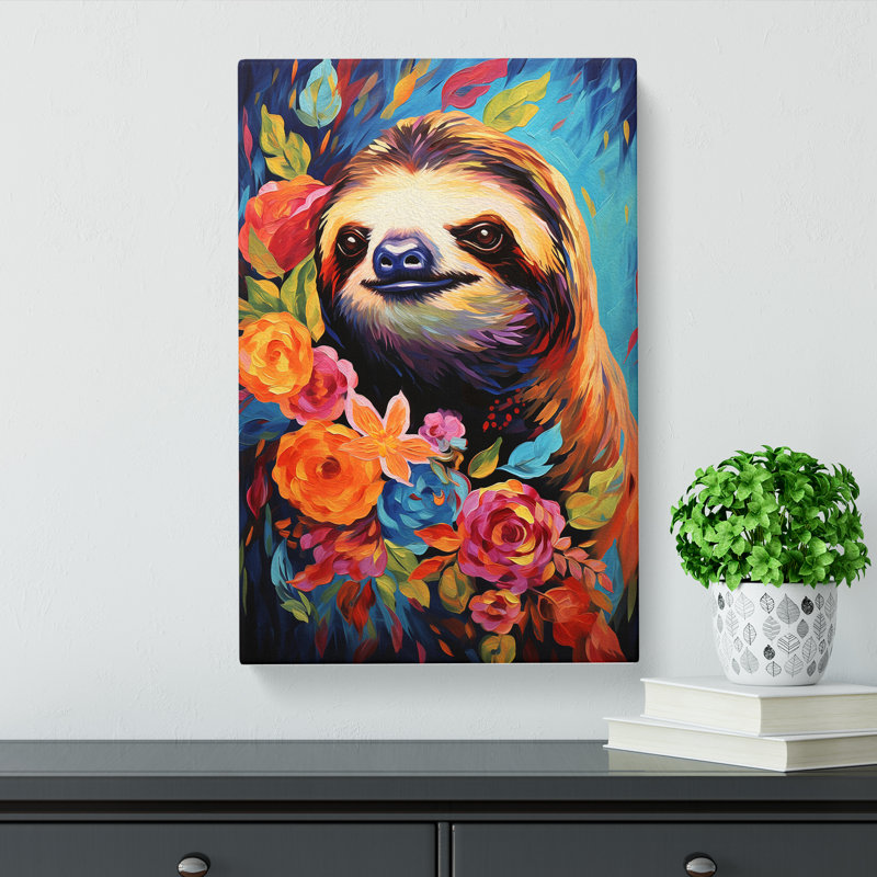 Sloth Expressionism - No Frame Print, 60cm H x 40cm W x 3cm D