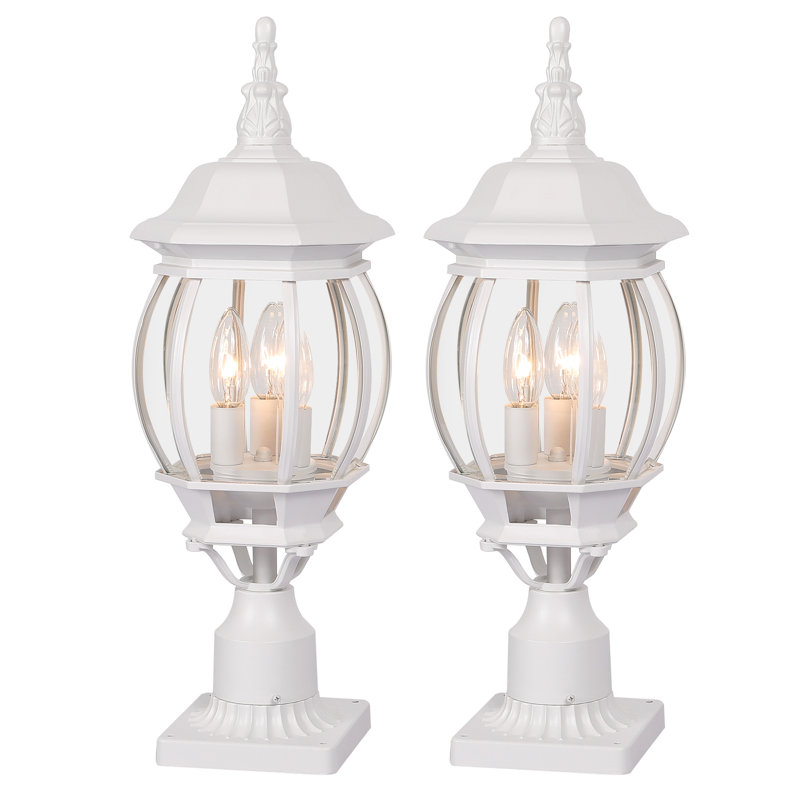 Benna 3 -Light 21.6" H Hardwired Transparent Pier Mount Light, White