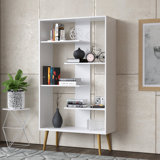 Boahaus Lund Bookcase, Wood Legs, Modern Style, 05 Shelves, Ideal for Any Place Home