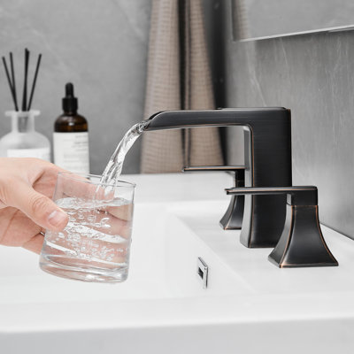 3 Hole 8 Inch Widespread Bathroom Tap, , Double Lever Handle, With Pop Up Drain And Reliable Hose Sink Faucet, Hole,
