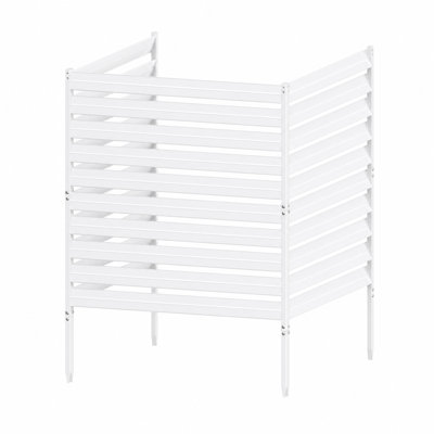 Écran d'intimité en métal pour climatiseur - clôture à 3 panneaux en métal blanc à persiennes pour climatiseurs, poubelles et pompes de piscine, l 38 po x H 40 po