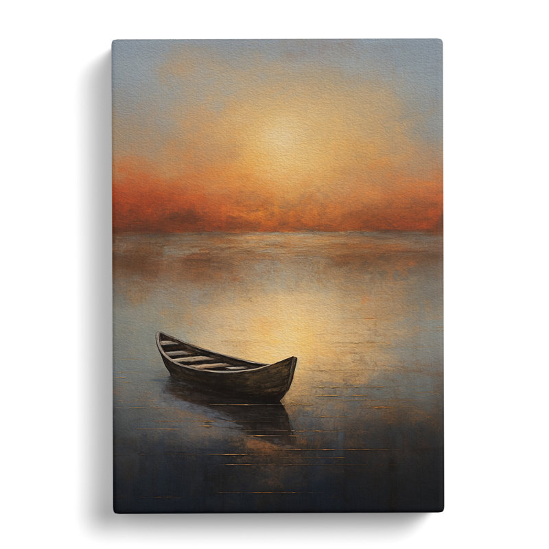 Boat On A Lake Modern - Wrapped Canvas Print, 50cm H x 35cm W x 3cm D