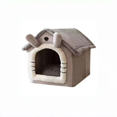 Removable Washable Enclosed House Pet Bed, Warm Winter Cave Dog & Cat House, All-Season Foldable Plush Hut Nest with Raised Roof for Small Dogs, Kitte