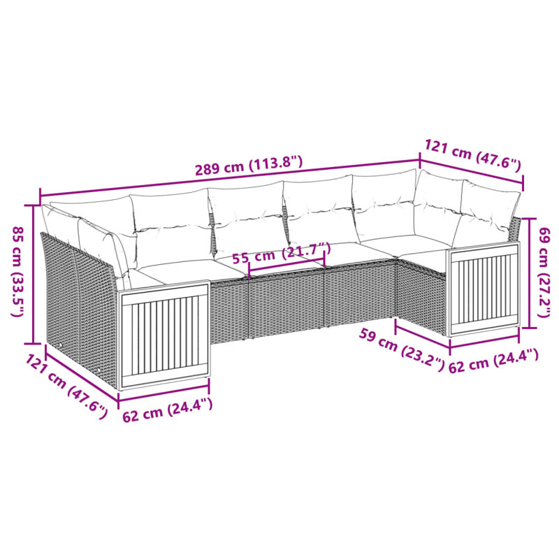 Ensemble de canapé de jardin Vidaxl