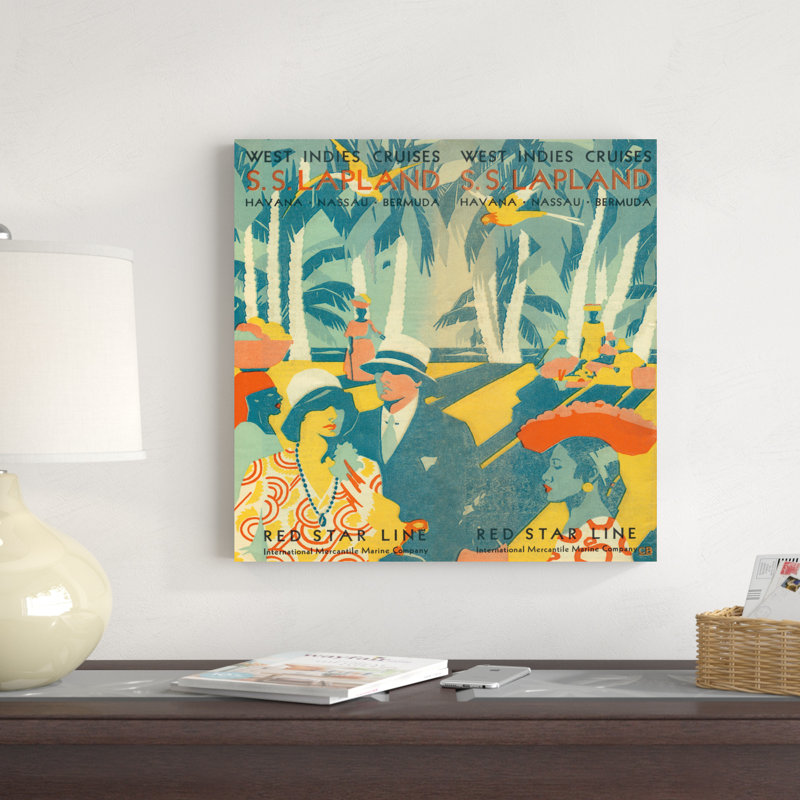 Dépliant de voyage rétro VI, H 20 po x l 20 po x P 1,25 po