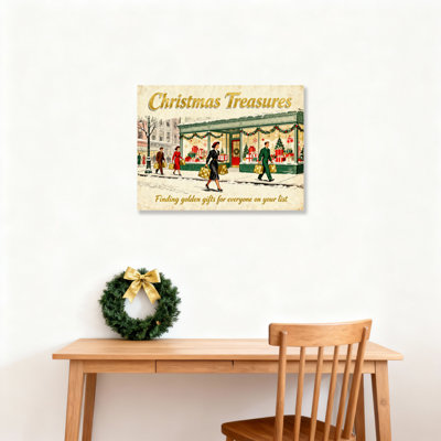 «Christmas Treasures Vintage Holiday Scene», ensemble de 1 reproduction d'art sur toile tendue sur toile