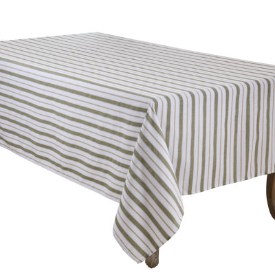 Classic Stripe Tablecloth - Farmhouse Woven for Dining Room Tables, Kitchen Everyday Family & Casual Entertaining
