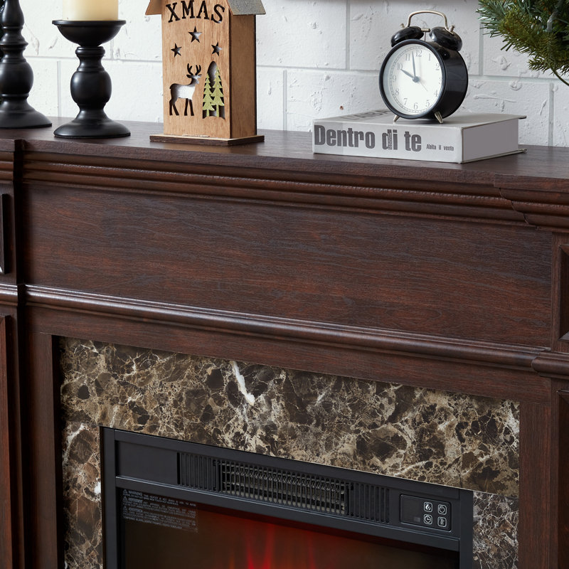 TV Stand with Fireplace Insert, Remote Control and Timer LED Flame, Cherry