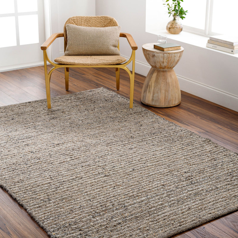 Miramar Wool Striped Area Rug, Rectangle 10' x 14', Taupe