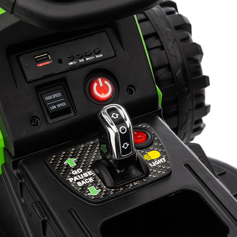 Enfants 24V 400W électrique sur tracteur avec remorque, télécommande 2,4G, Green/Black