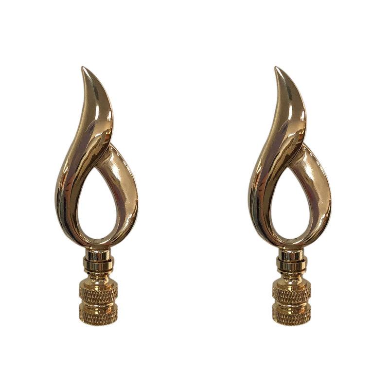 Modern Flame Lamp Finial, Polished Brass