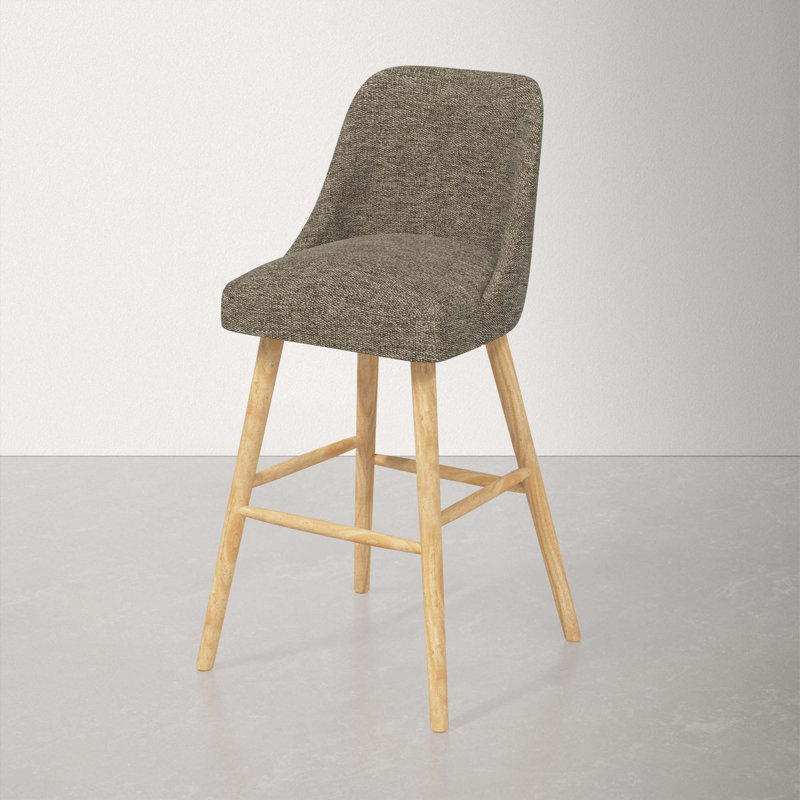 Tabouret Gallie, Tabouret de bar (siège d'une hauteur de 31 po), Bois naturel, Sustain® Milsap en tweed granit