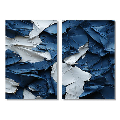 Bliss Of Happiness In Aegean Blue - Abstract Painting Wall Art, Blue Abstract Canvas Print 2 Piece