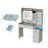 Glass Top Dressing Table - Jewelry Mirror Cabinet, 2 Drawers, LED Touch Lights & Power Strip-2091019188