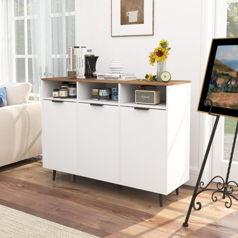 Sideboard Buffet Cabinet Kitchen Storage Cabinet With 5-Position Adjustable Shelves