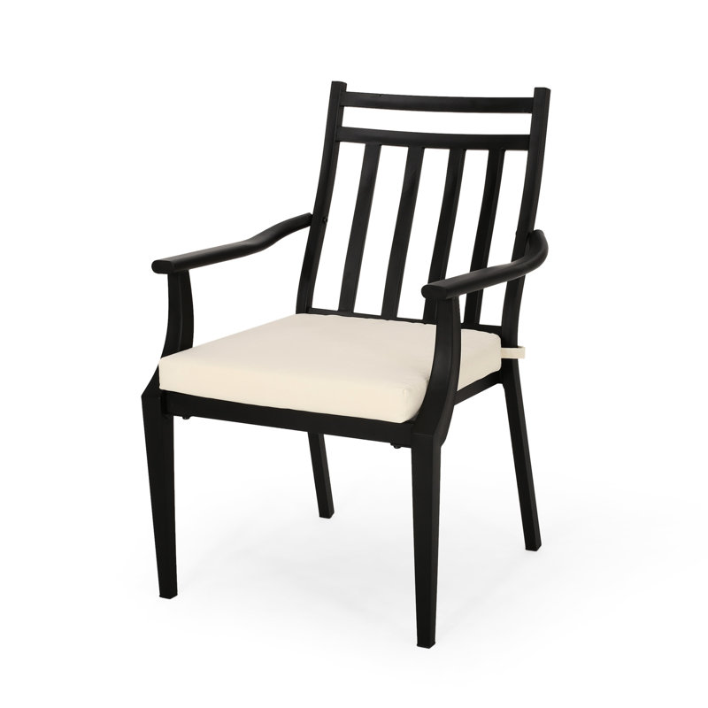 Of Dining Chairs In Black, Open Slat Design With Smooth Tapered Legs, Modern Outdoor Comfortable Sort And