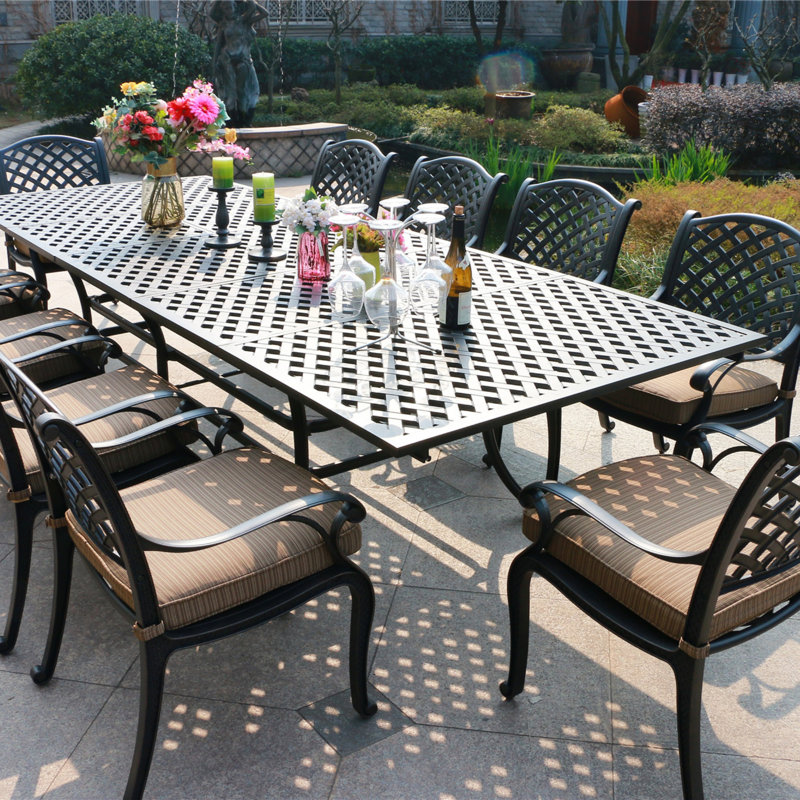 Rectangular 10 - Person Dining Set, Antique Brown
