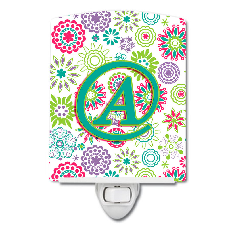 Éclairage de nuit en céramique fleurs initial, A