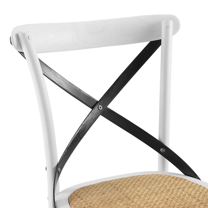 White and Black Elm Wood Cross Back Side Chair Set