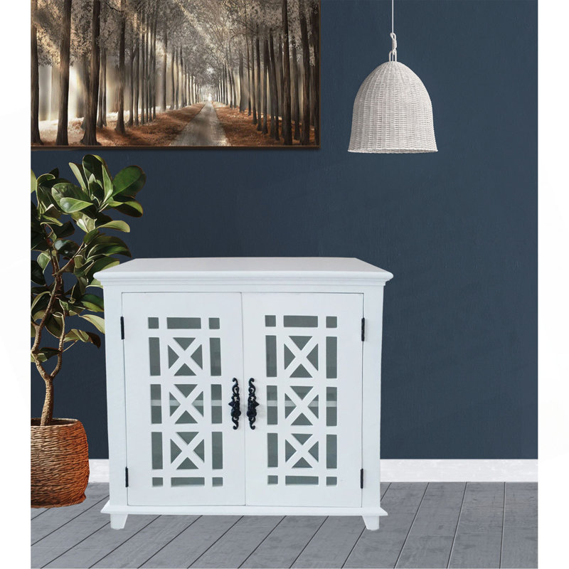 Armoire en bois massif avec porte et tablette en verre blanc Leroy
