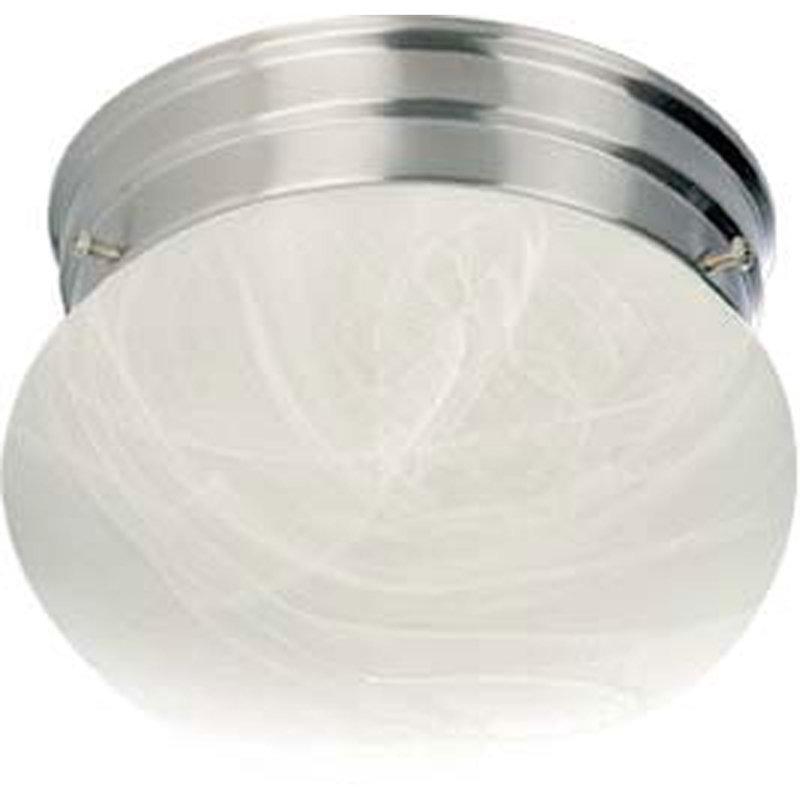 Plafonnier encastré rond simple en nickel brossé 9 po avec abat-jour en verre albâtre Pitkin, Nickel brossé