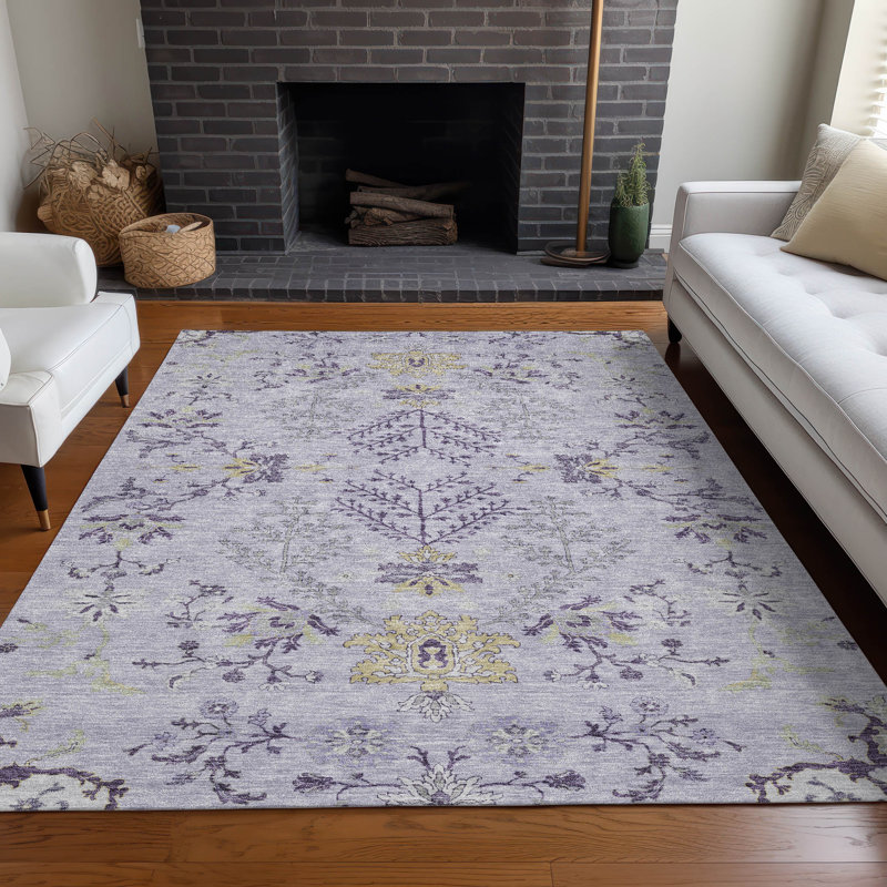 Tapis lavande intérieur / extérieur lavable à la machine ACN1156, Rectangle de 10 pi x 14 pi