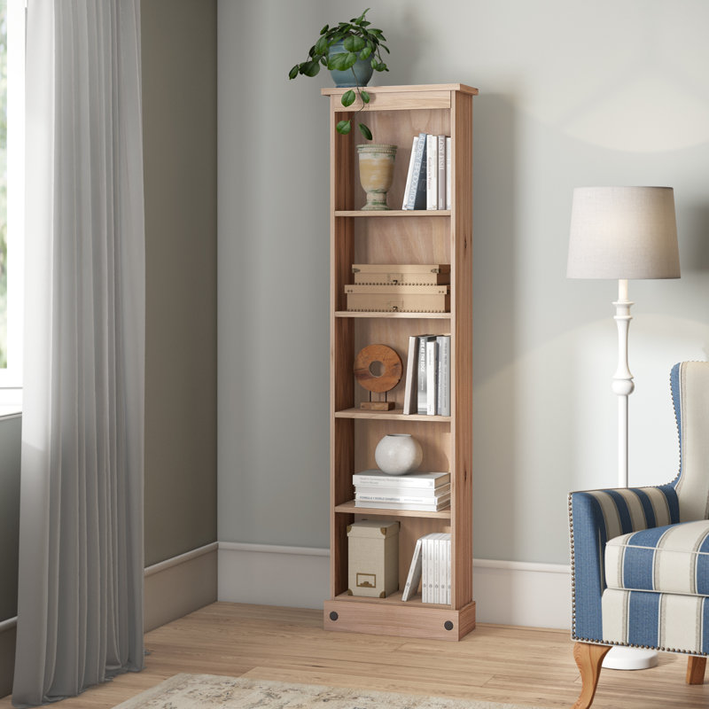 Clearmont Tall Narrow Corona Design Pine Bookcase, Antique Wax Finish