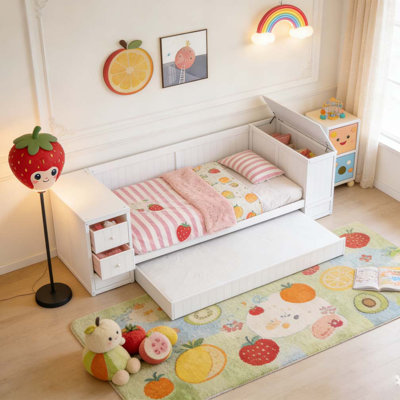 Twin Size Daybed with Storage Arms, Trundle and Charging Station