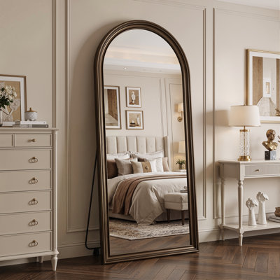 Retro-style arched full-length mirror