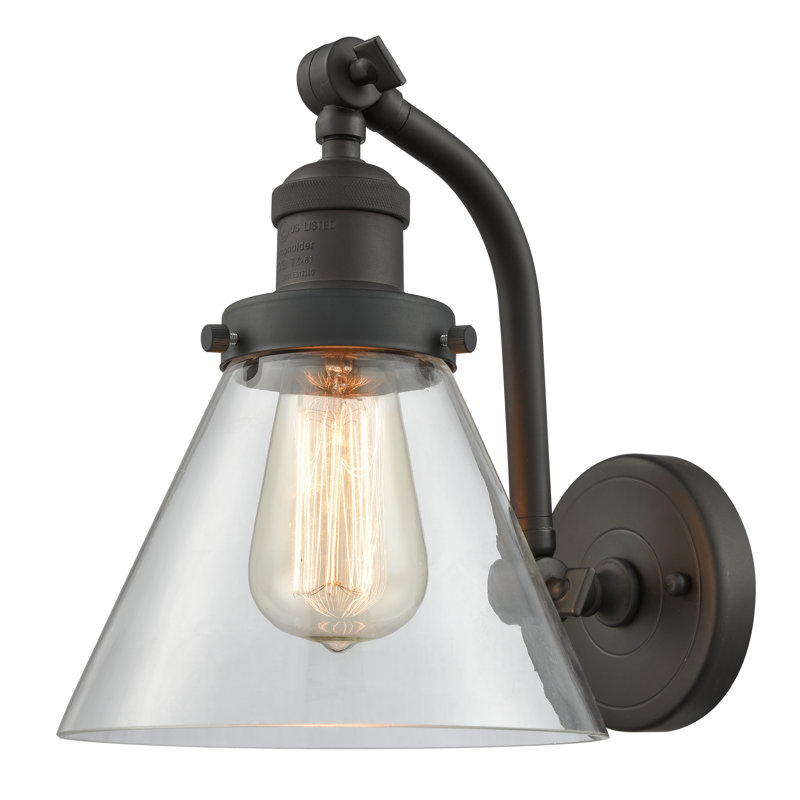 Cone 1 Light Sconce, LED, Clear, Matte Black