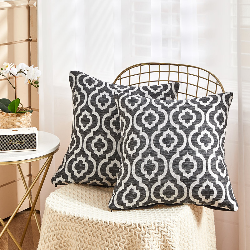 Housse de coussin jacquard, gris