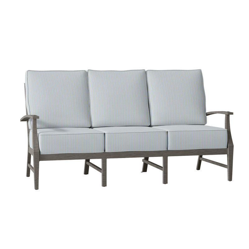 Croquet 76" Wide Outdoor Patio Sofa with Cushions, Slate Gray, Welt, Verona Fossil