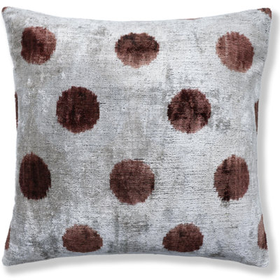 The Platinum & Rust Modernist Dot Silk Velvet Pillow 20" X 20"