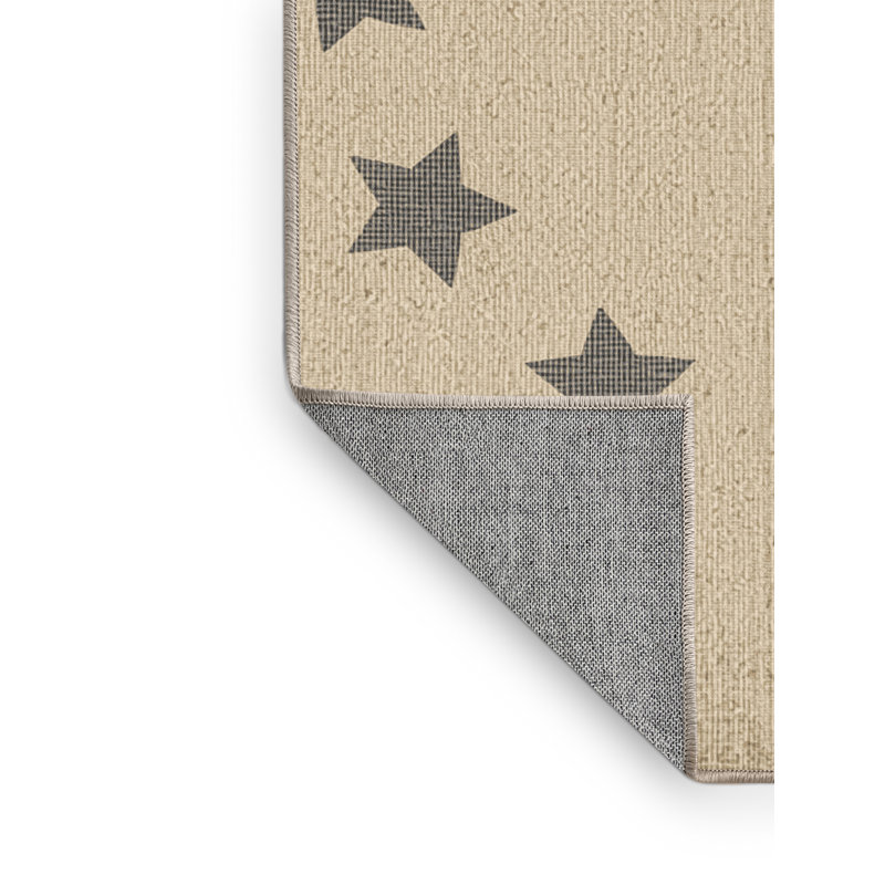 Machine Washable Ahart July 4Th Modern & Contemporary Abstract Rug in Beige – Beige Binding, 5x7