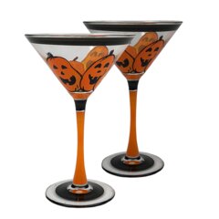 Ivy Bronx Handmade Bright Confetti Handblown Recycled Glass Martini Glasses (Pair) (Set of 2) Ivy Bronx