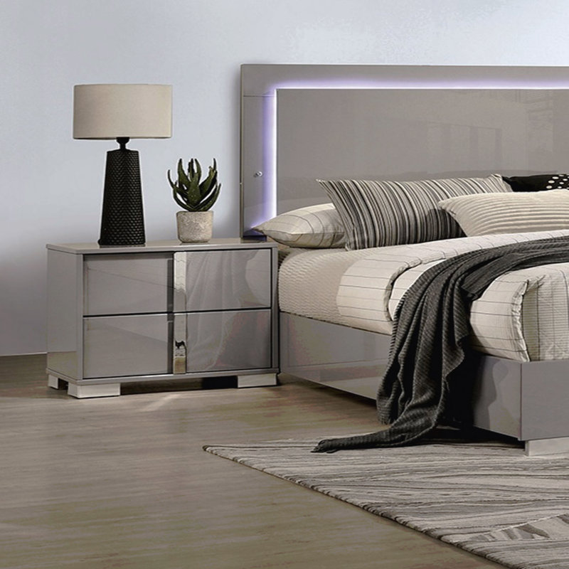 Table de chevet moderne magnifique 1pc, pieds chromés, Taupe
