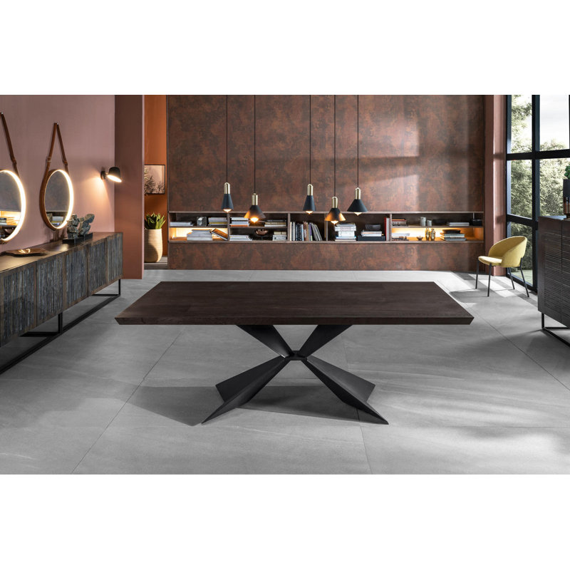 Dahndray Extendable Oak Metal Base Dining Table, Black, 76cm H x 90cm W x 160cm L