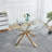 Round Dining Table With Cross Metal Leg And Glass Top-1396574356