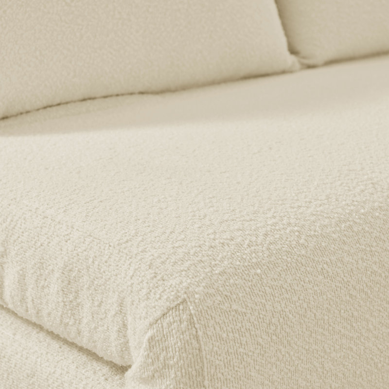 Berlyn Futon Sofa Bed - Luxury Simple Modern Folding Design, White Boucle, Full/Double