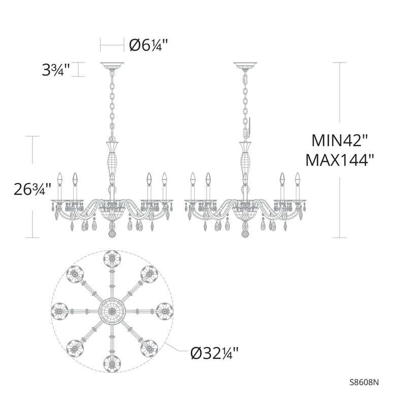 San Marco 8 - Light Chandelier, Heirloom Gold