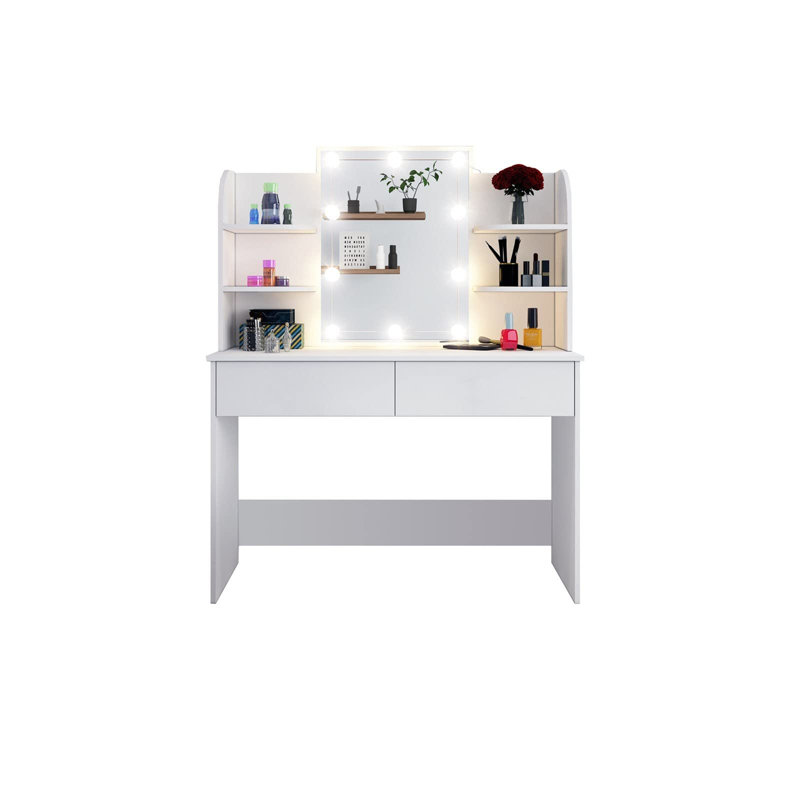 Botyu Dressing Table with Mirror, White