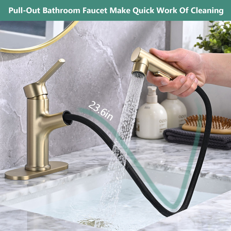 Robinet de salle de bain monocorps et monocommande, Or